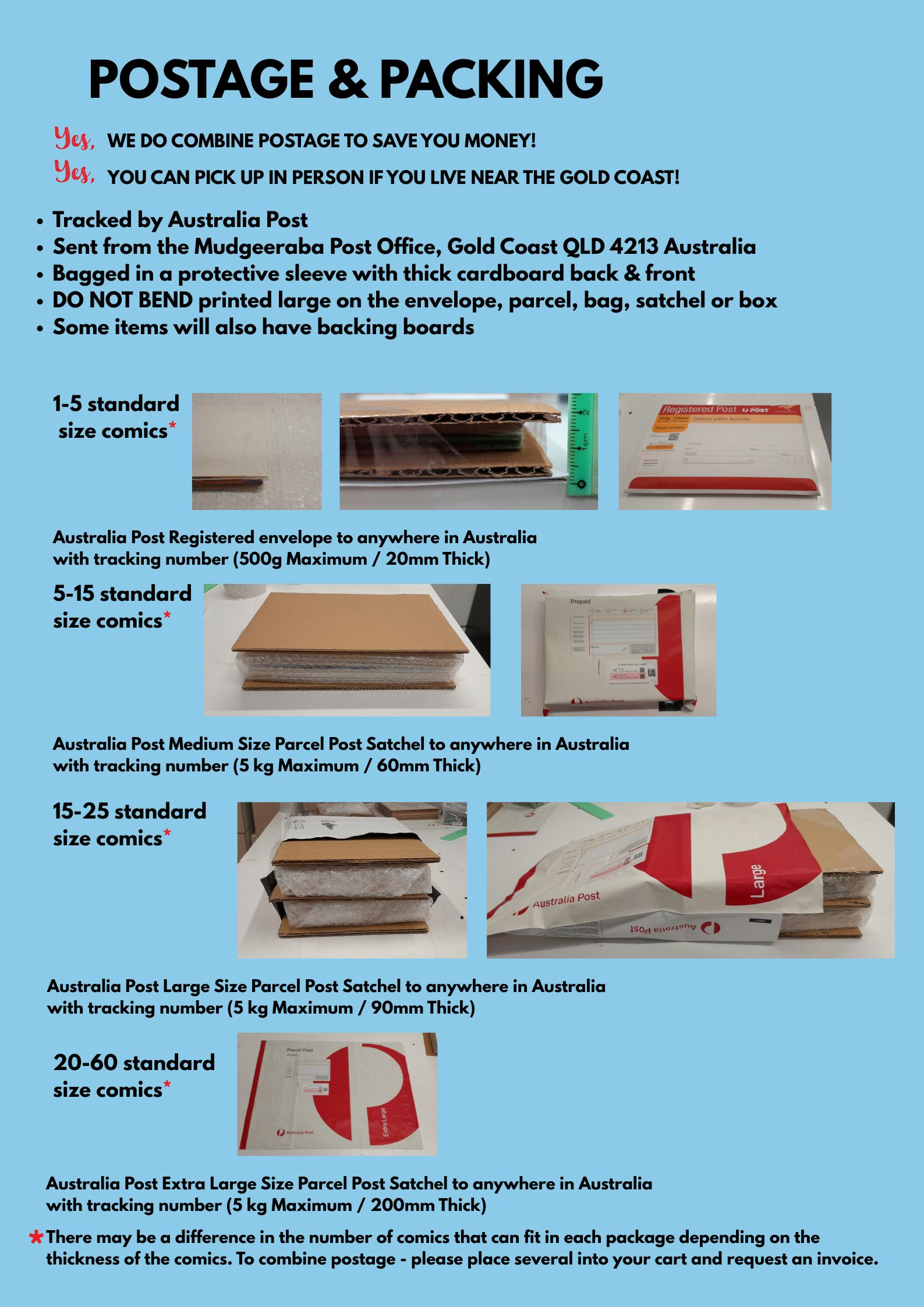 Postage and Packing Information